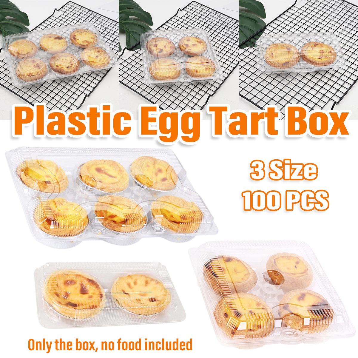100PCS Transparent Plastic Egg Tart Box Disposable Bakery Packing Container - 17x18cm
