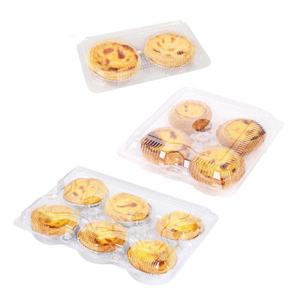 100PCS Transparent Plastic Egg Tart Box Disposable Bakery Packing Container - 17x18cm