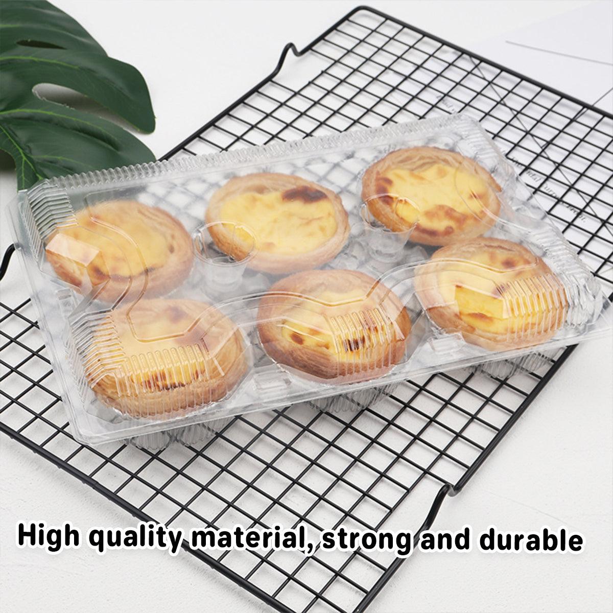 100PCS Transparent Plastic Egg Tart Box Disposable Bakery Packing Container - 17x18cm