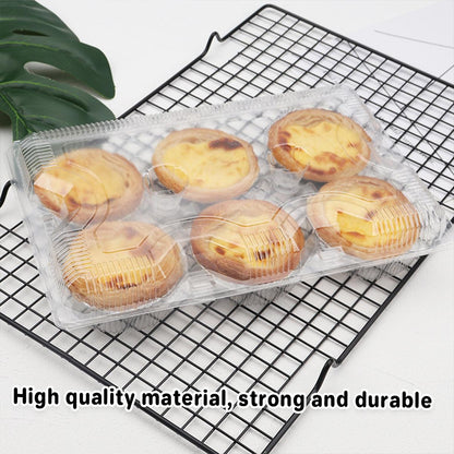 100PCS Transparent Plastic Egg Tart Box Disposable Bakery Packing Container - 17x18cm