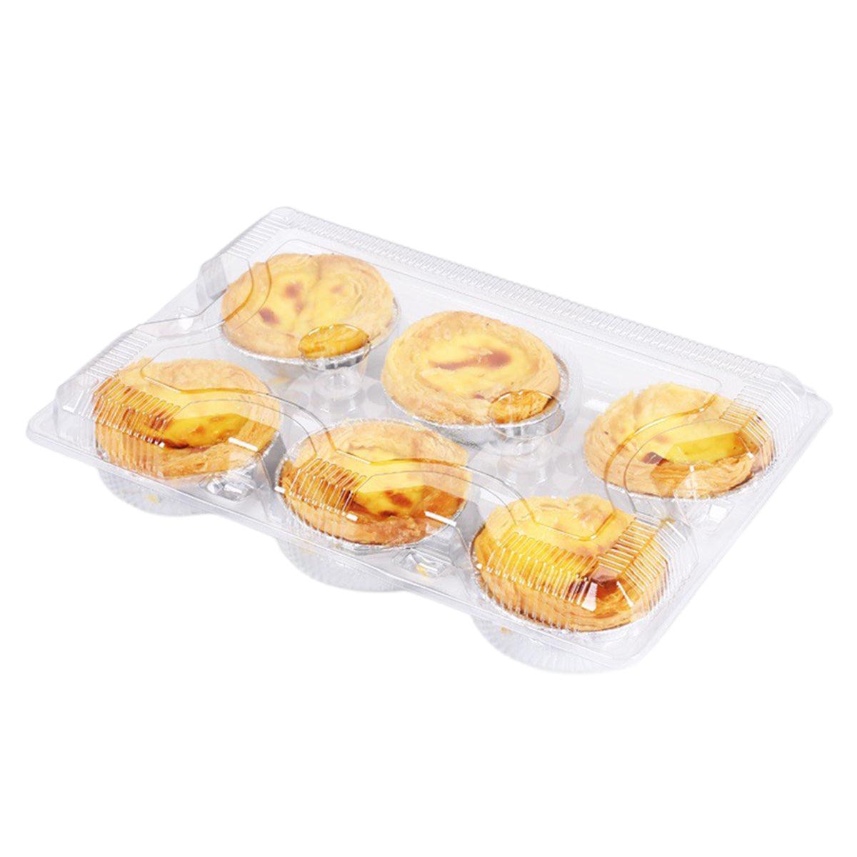 100PCS Transparent Plastic Egg Tart Box Disposable Bakery Packing Container - 17x18cm