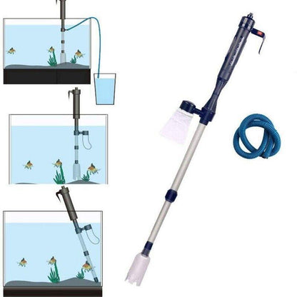 Battery Powered Aquarium Gravel Cleaner with Adjustable Siphon and Filter Bag