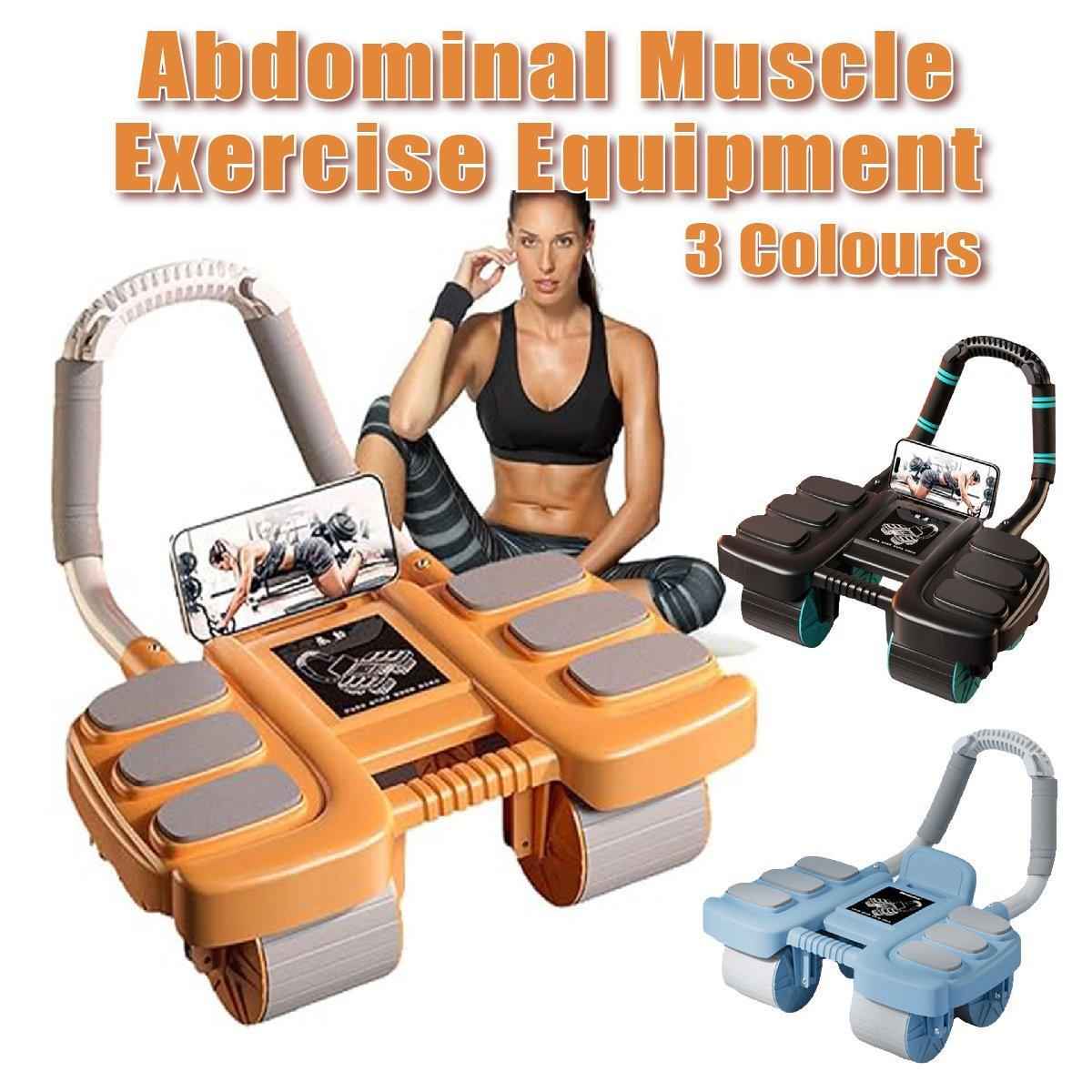 Four Wheel Abdominal Exercise Roller Elbow Support for Core Strength Training - Blue