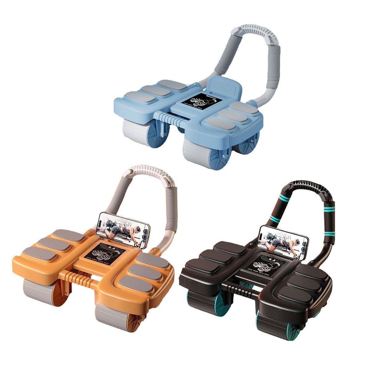 Four Wheel Abdominal Exercise Roller Elbow Support for Core Strength Training - Blue