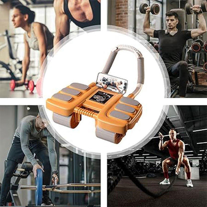 Four Wheel Abdominal Exercise Roller Elbow Support for Core Strength Training - Blue