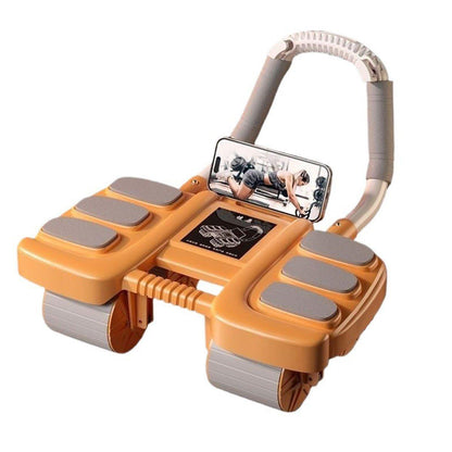 Four Wheel Abdominal Exercise Roller Elbow Support for Core Strength Training - Blue