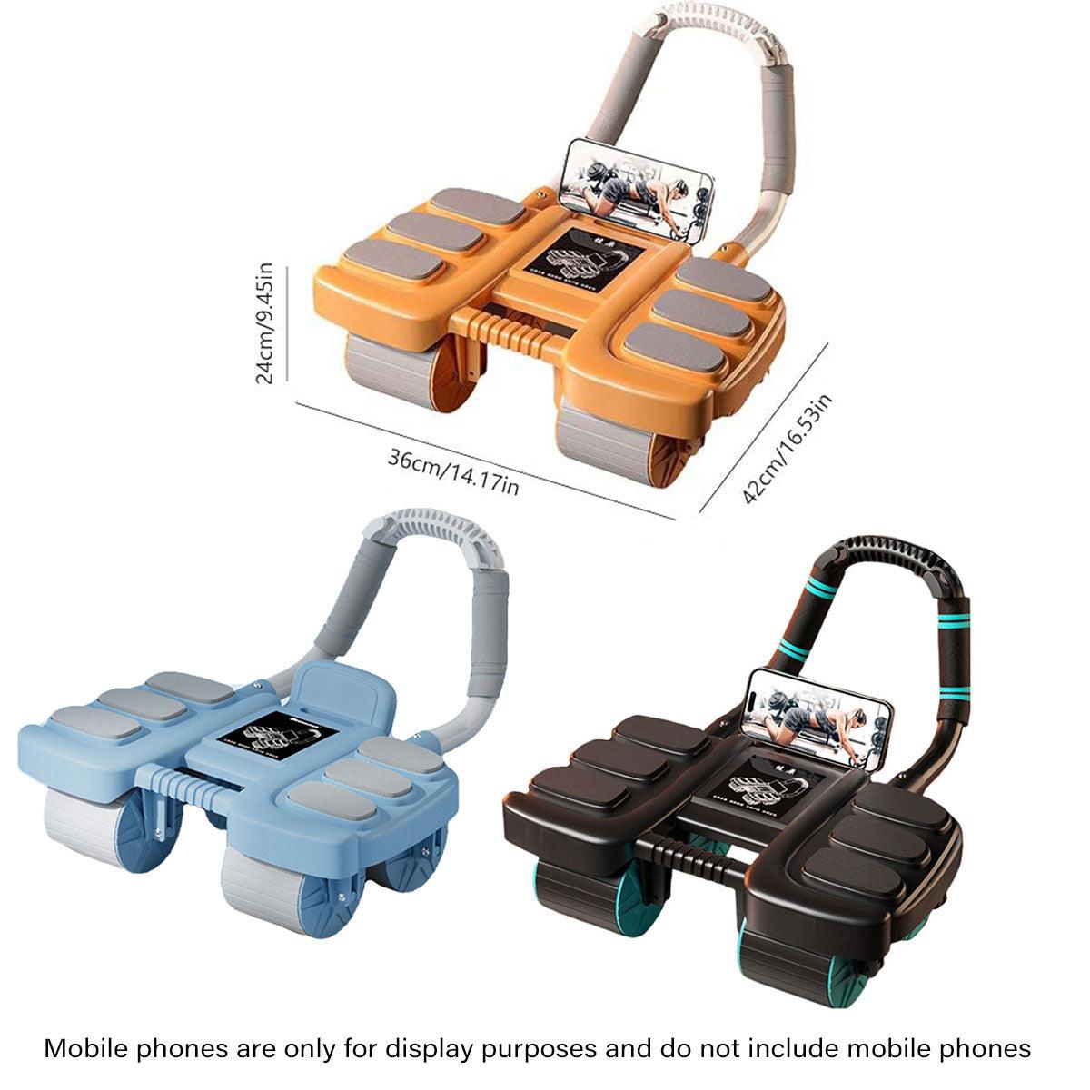 Four Wheel Abdominal Exercise Roller Elbow Support for Core Strength Training - Orange