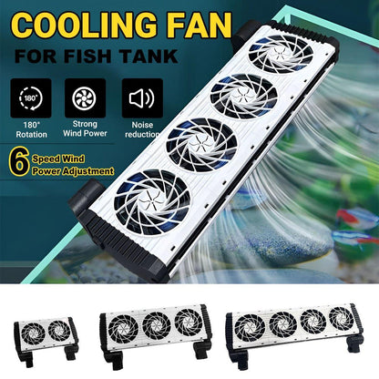 Mini Aquarium Cooling Fan for Fish Shrimp Tanks Quiet Temperature Control - Double head