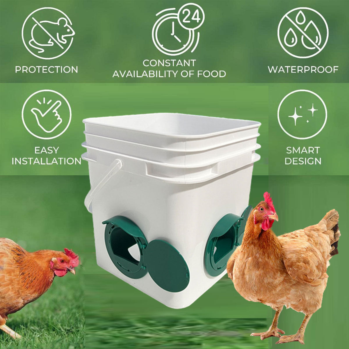 5PCS Automatic Chicken Feeder Poultry Feeding Cup Trough Drinker Set Hen Coop
