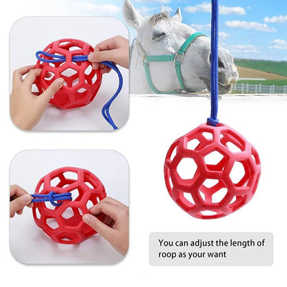 Hanging Hay Feeders Stable Feed Polo Feeding Balls Toy for Horses and Livestock - Green