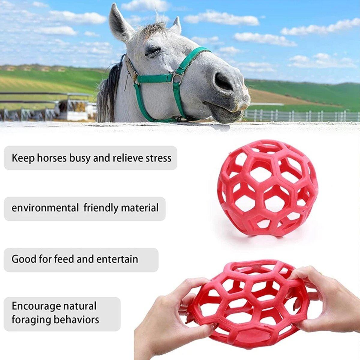 Hanging Hay Feeders Stable Feed Polo Feeding Balls Toy for Horses and Livestock - Red