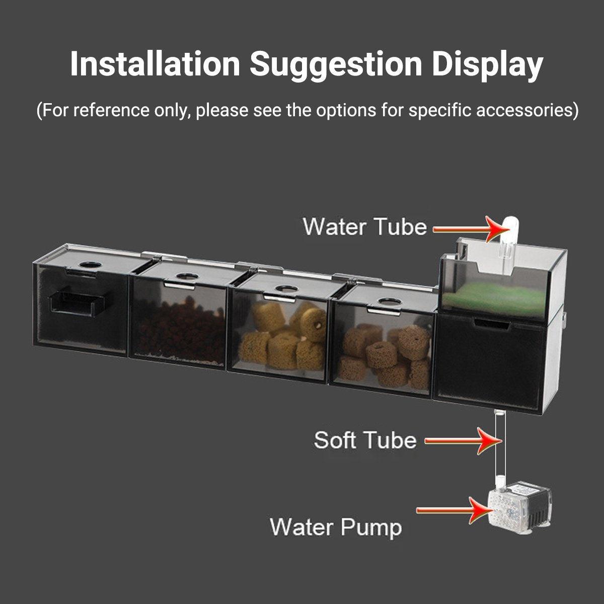 Fish Tank Filter Box 3in1 Oxygenating Wall Mount Built In Silent Water Purifier - White-2Grids