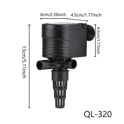 3in1 Mini Aquarium Fish Tank Filter Submersible Water Purifier Oxygen Pump - QL-400 (30W 2000L/H)