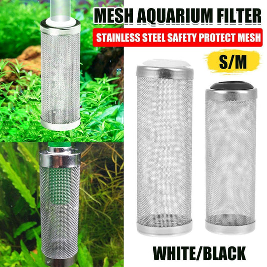 4x Stainless Steel Shrimp Filter Guard Aquarium Intake Protector Fish Safe Mesh - Black-4PCS (16mm)