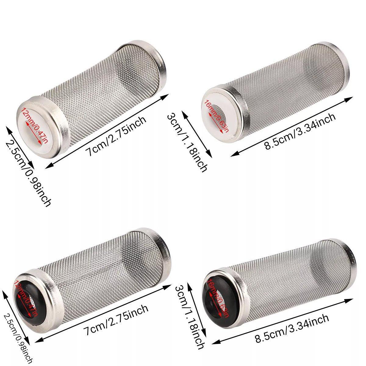 4x Stainless Steel Shrimp Filter Guard Aquarium Intake Protector Fish Safe Mesh - Black-4PCS (16mm)