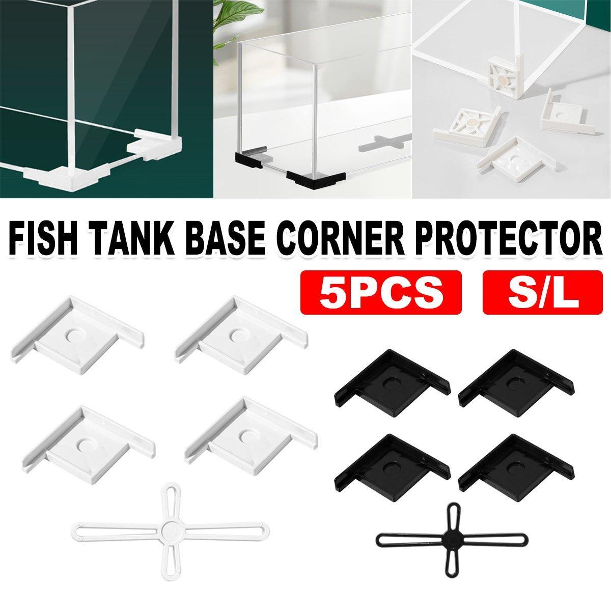 5pcs Plastic Fish Tank Base Bracket Corner Guard Stand Holder for Aquarium Tanks - White-S