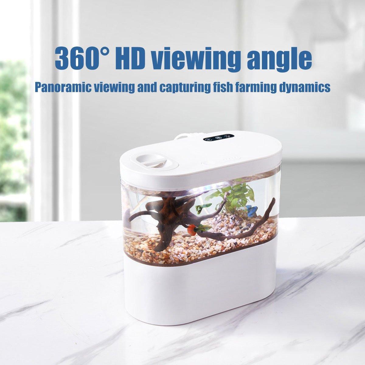 Mini Self-Circulating Desktop Fish Tank Eco-Friendly Creative Aquarium for Home - Blue