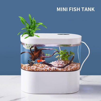 Mini Self-Circulating Desktop Fish Tank Eco-Friendly Creative Aquarium for Home - Pink