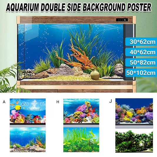 Aquarium Background Fish Tank Wallpaper Double Sided Decoration Sticker Paper - A-50cmx102cm