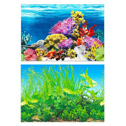 Aquarium Background Fish Tank Wallpaper Double Sided Decoration Sticker Paper - J-30cmx62cm