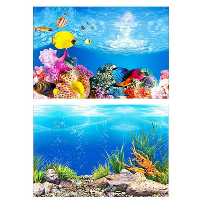 Aquarium Background Fish Tank Wallpaper Double Sided Decoration Sticker Paper - J-50cmx82cm