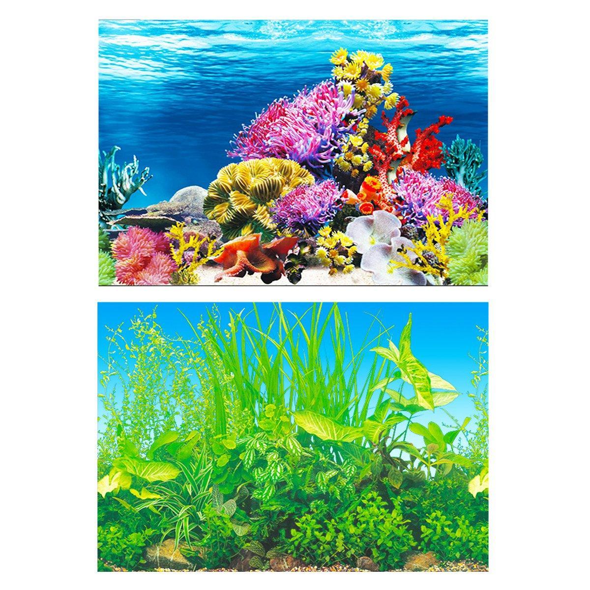Aquarium Background Fish Tank Wallpaper Double Sided Decoration Sticker Paper - J-50cmx82cm