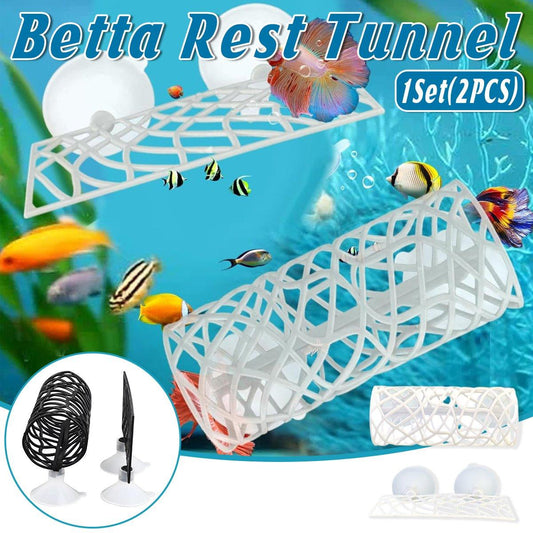 Aquarium Fish Resting Tunnel Hiding House for Betta Shrimp Small Fish Tank Decor - White
