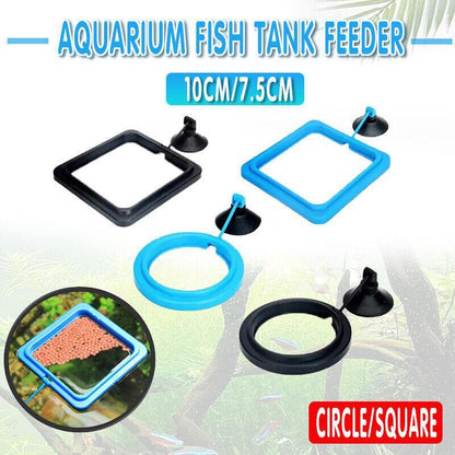 Fish Feeding Ring Aquarium Fish Tank Feeder Floating Fish Food Feeder Fish Food Black - Black Square