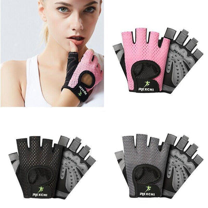 M Size Women Fitness Gym Training Gloves Half Finger Gel Weight Lifting Workout Gloves - Black