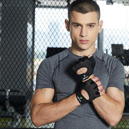 M Size Women Fitness Gym Training Gloves Half Finger Gel Weight Lifting Workout Gloves - Black