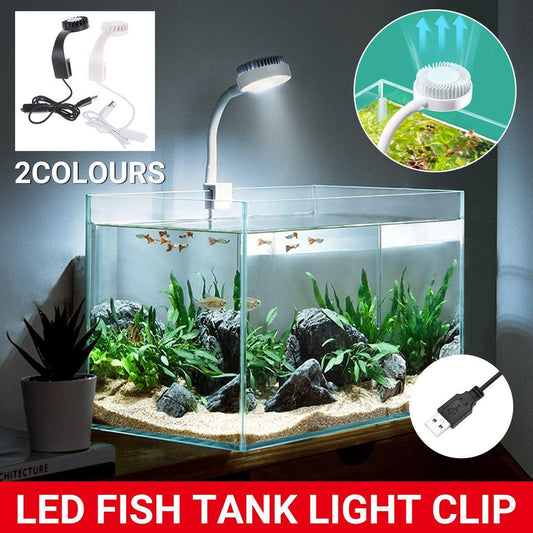 Small LED Fishbowl Aquarium Light Clip On Aquarium Plant Lighting Fish Tank Lamp - Black