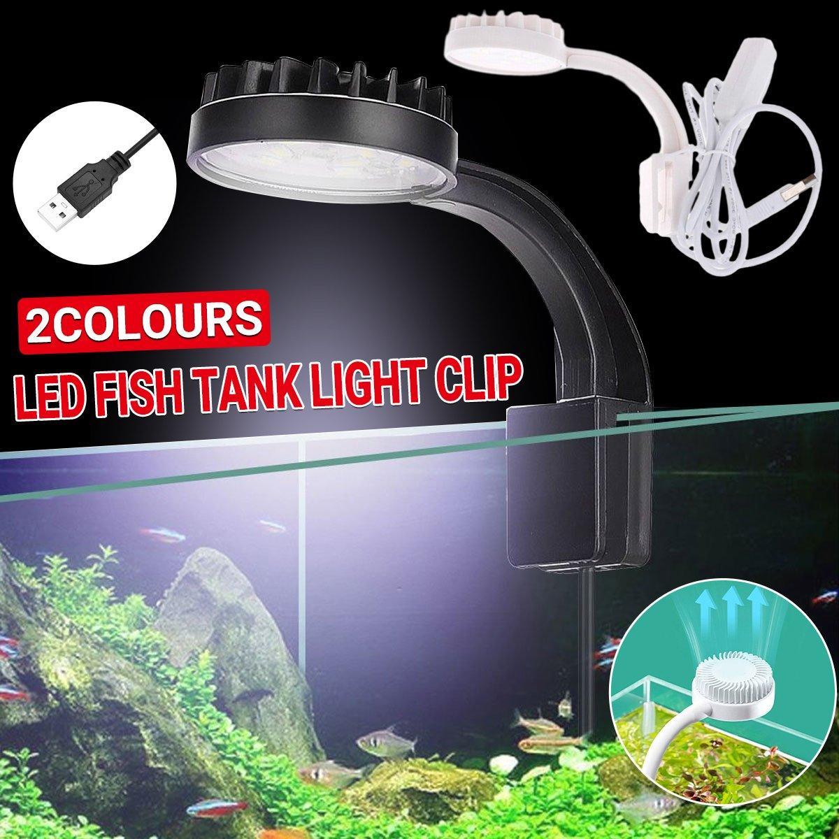 Small LED Fishbowl Aquarium Light Clip On Aquarium Plant Lighting Fish Tank Lamp - Black