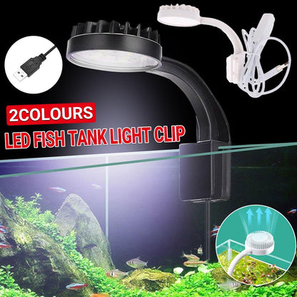 Small LED Fishbowl Aquarium Light Clip On Aquarium Plant Lighting Fish Tank Lamp - White