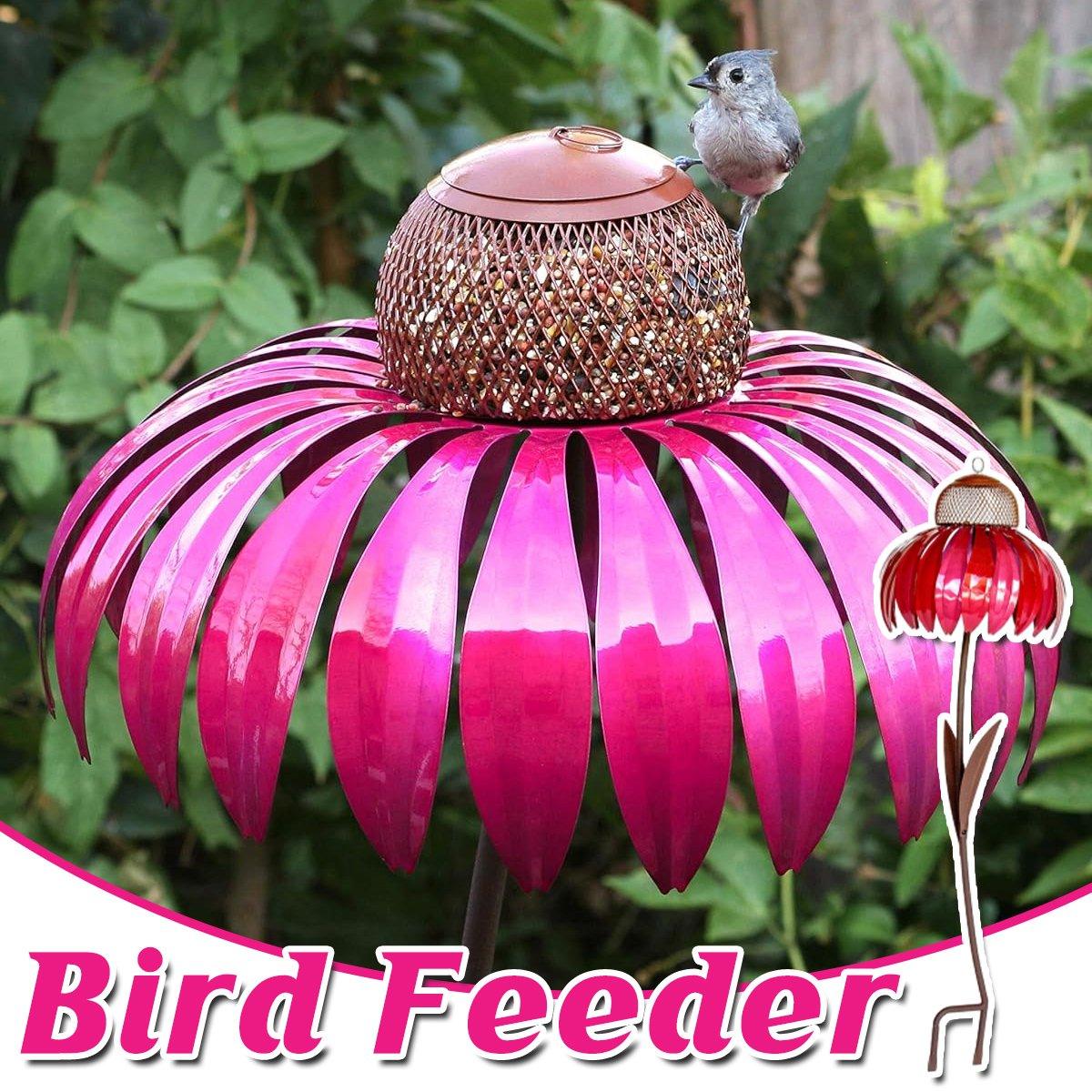Decorative Metal Flower Garden Bird Feeder Outdoor Hanging Birdseed Feeder