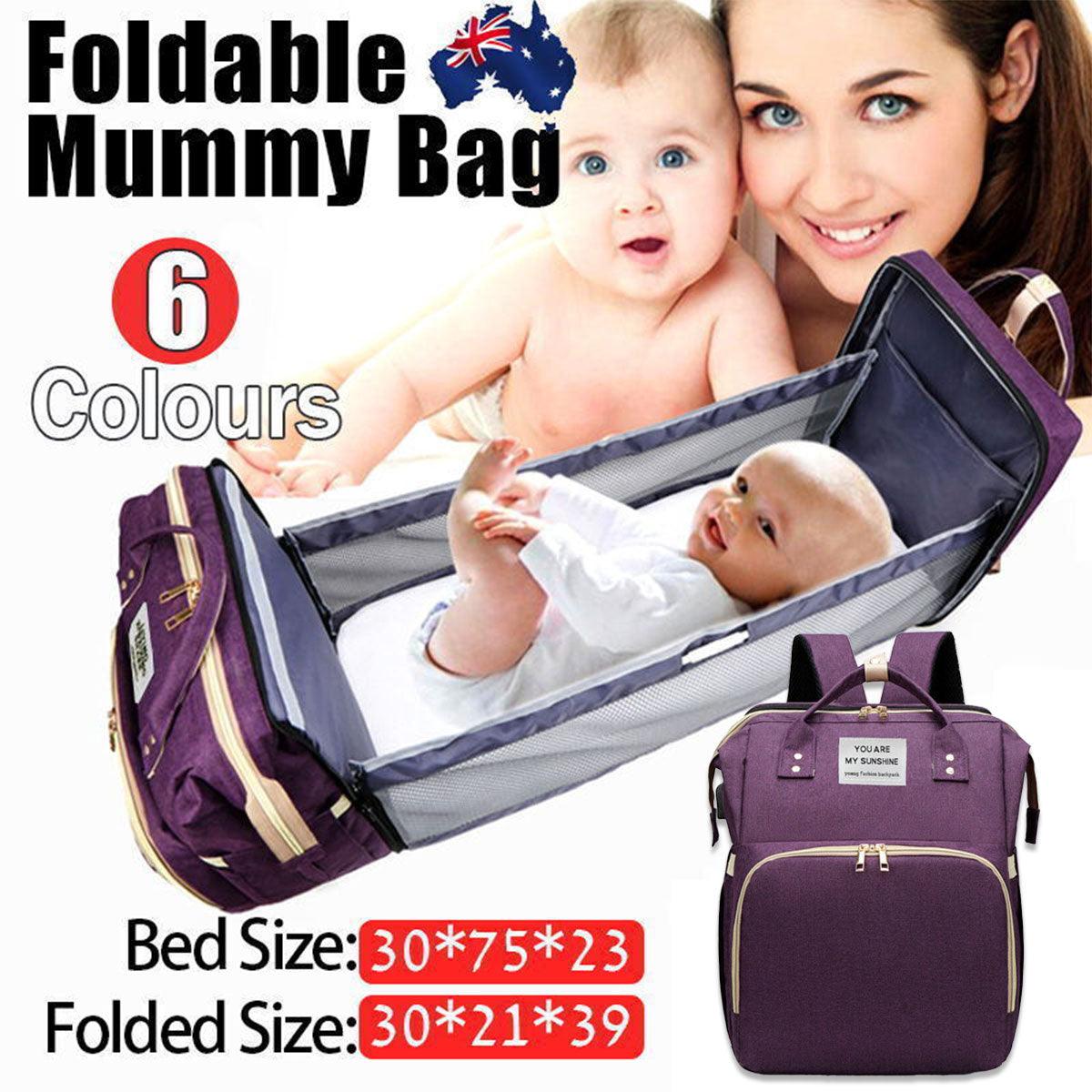 Foldable Travel Backpack with Built In Portable Rest Mat and Storage Compartments - Grey