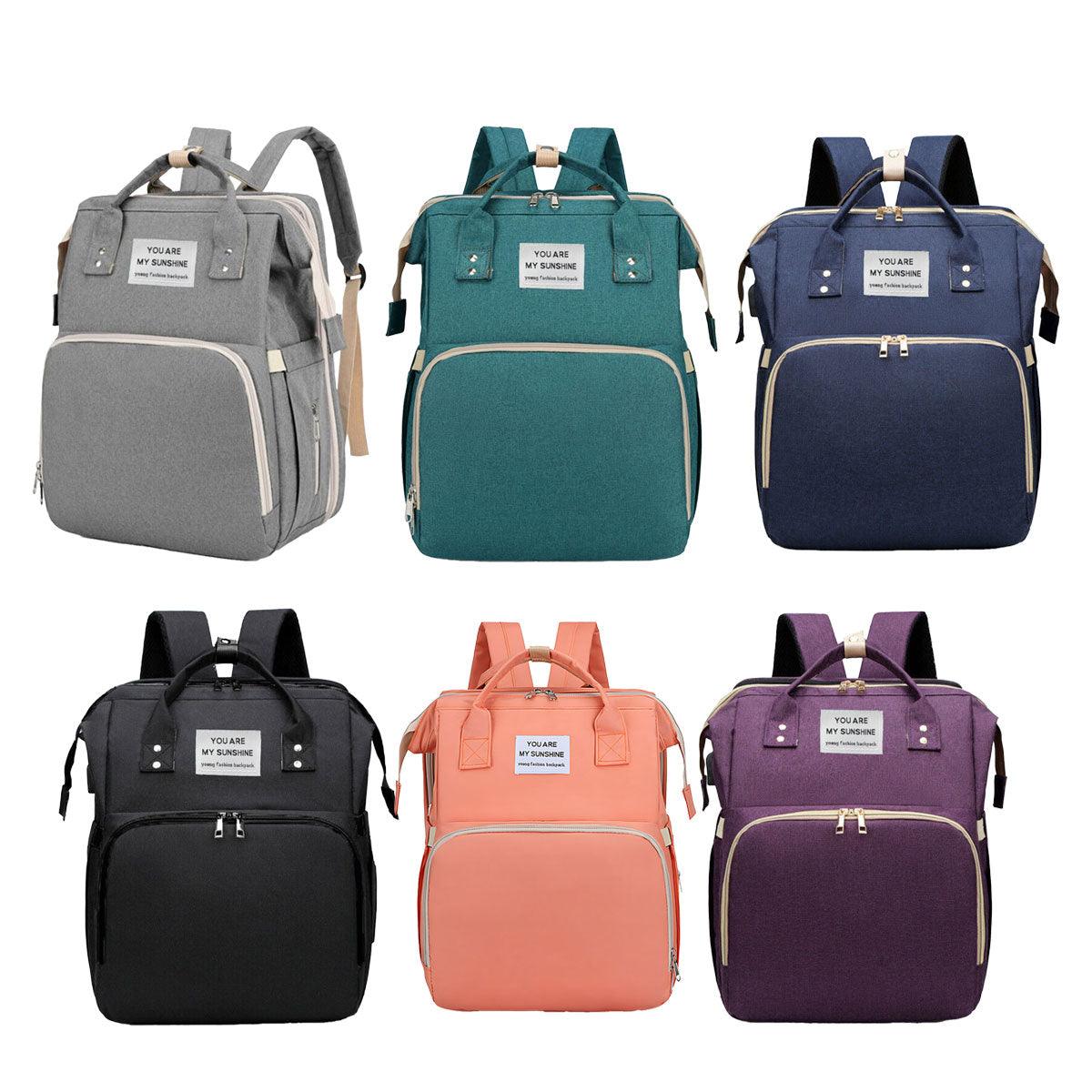 Foldable Travel Backpack with Built In Portable Rest Mat and Storage Compartments - Grey