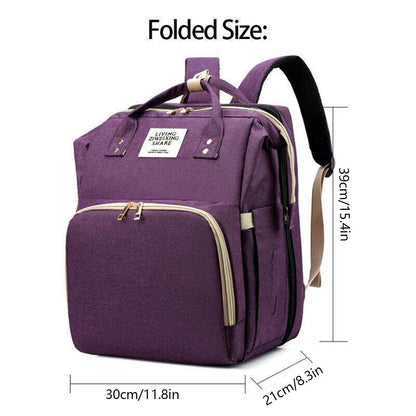 Foldable Travel Backpack with Built In Portable Rest Mat and Storage Compartments - Grey