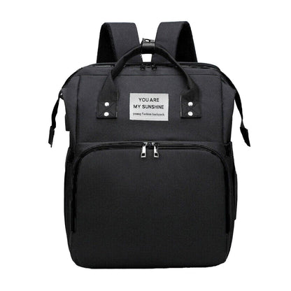 Foldable Travel Backpack with Built In Portable Rest Mat and Storage Compartments - Grey