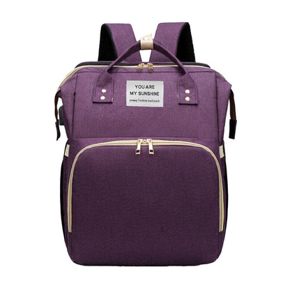 Foldable Travel Backpack with Built In Portable Rest Mat and Storage Compartments - Grey