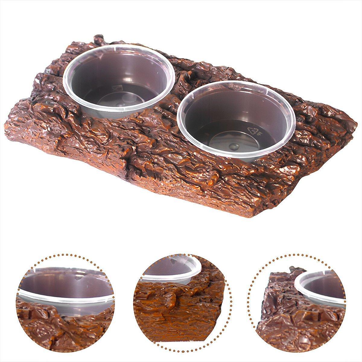 Resin Landscaping Reptiles Bowl Feeder Feeding Water Terrarium Bowls Geckos Dish - Single