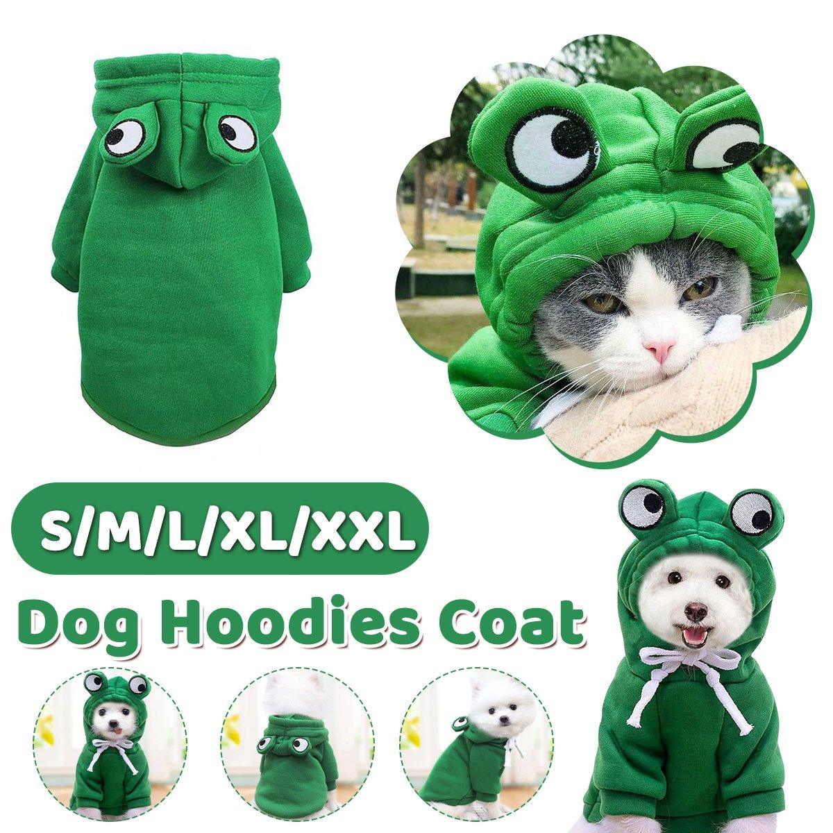 Warm Hooded Cartoon Frog Pet Clothes for Dogs and Cats Autumn Winter Vest - M