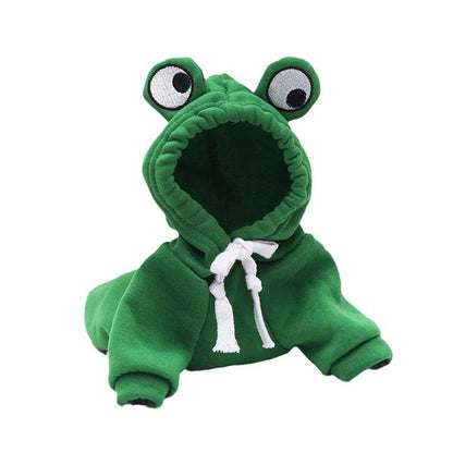 Warm Hooded Cartoon Frog Pet Clothes for Dogs and Cats Autumn Winter Vest - M