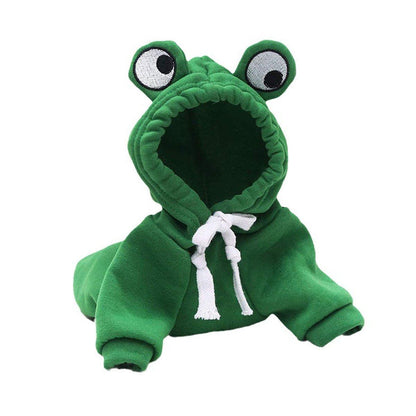 Warm Hooded Cartoon Frog Pet Clothes for Dogs and Cats Autumn Winter Vest - M