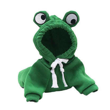 Warm Hooded Cartoon Frog Pet Clothes for Dogs and Cats Autumn Winter Vest - S