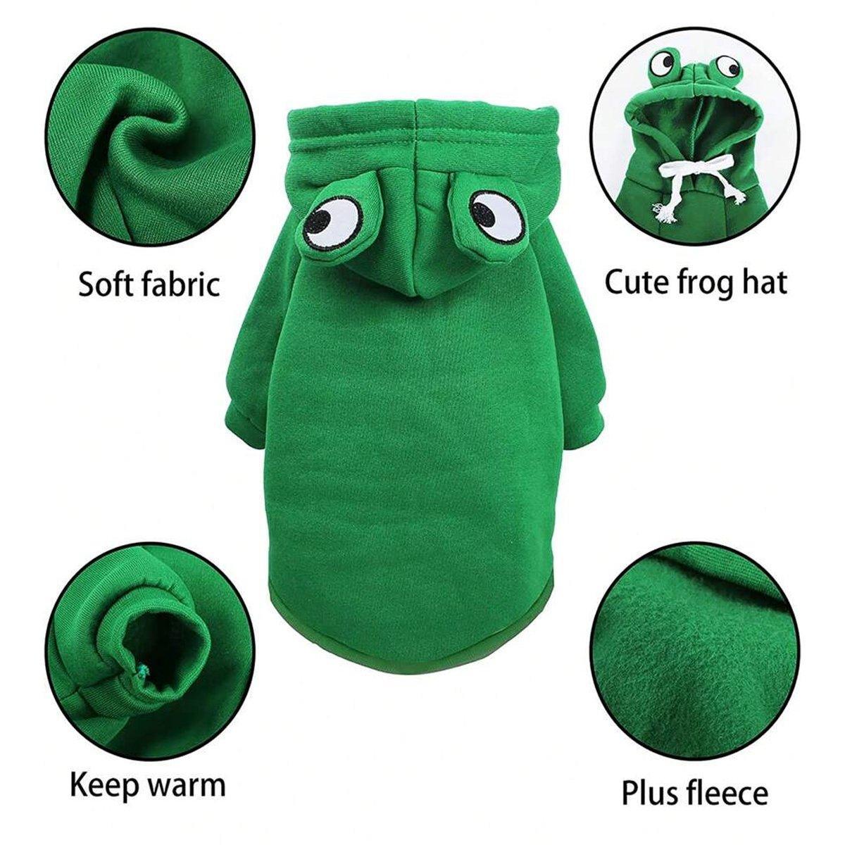 Warm Hooded Cartoon Frog Pet Clothes for Dogs and Cats Autumn Winter Vest - XXL