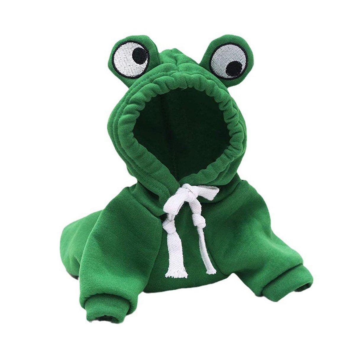 Warm Hooded Cartoon Frog Pet Clothes for Dogs and Cats Autumn Winter Vest - XXL