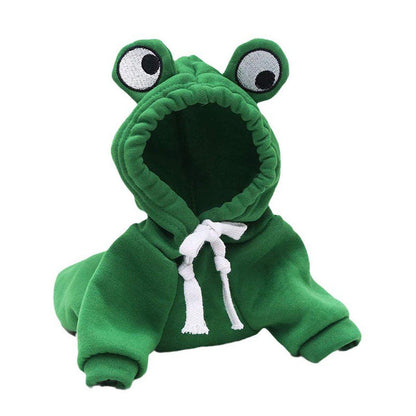 Warm Hooded Cartoon Frog Pet Clothes for Dogs and Cats Autumn Winter Vest - XXL