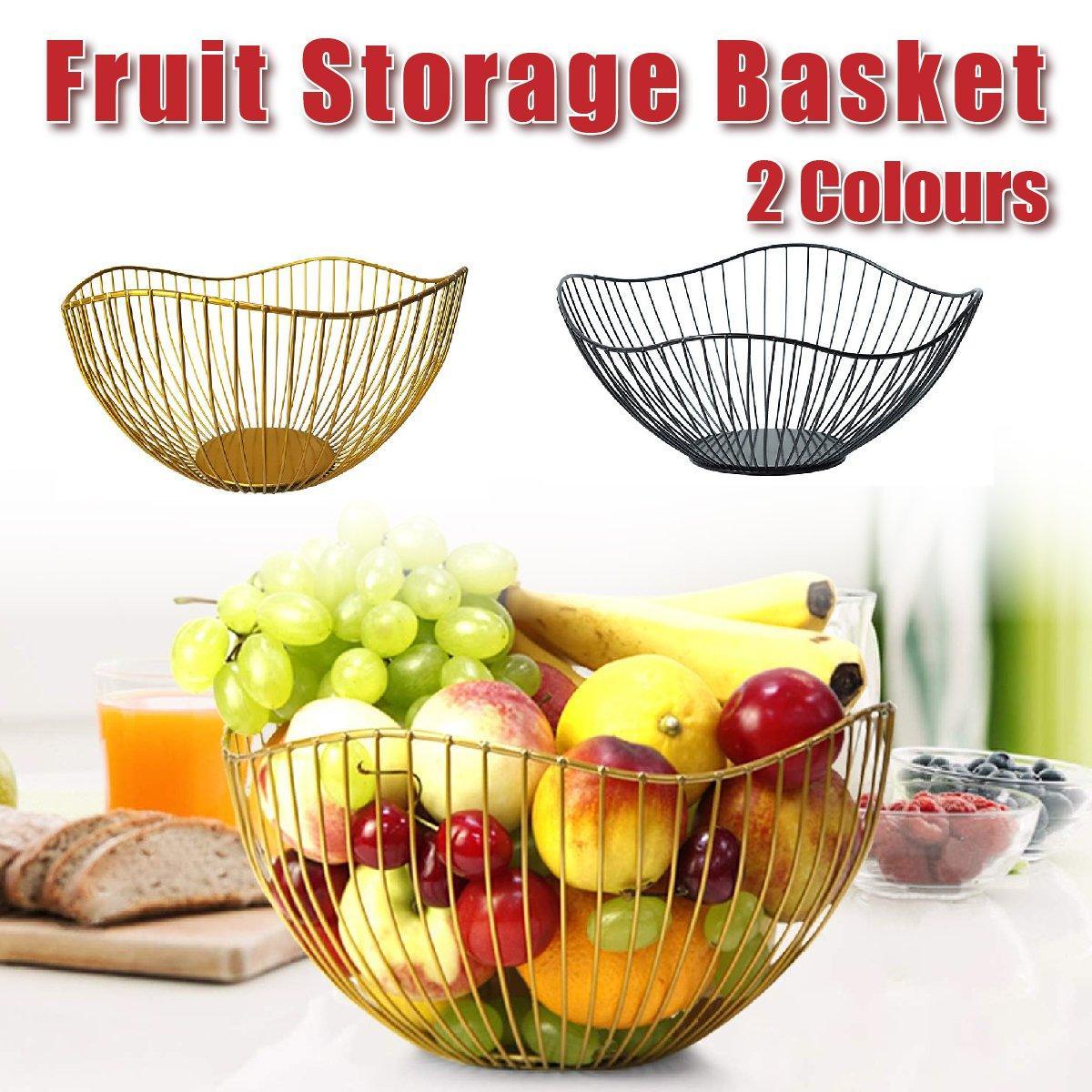 Large Iron Fruit Storage Basket Home Decor Snack Candy Plate Living Room Basket - Black