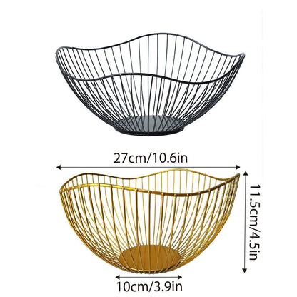 Large Iron Fruit Storage Basket Home Decor Snack Candy Plate Living Room Basket - Black