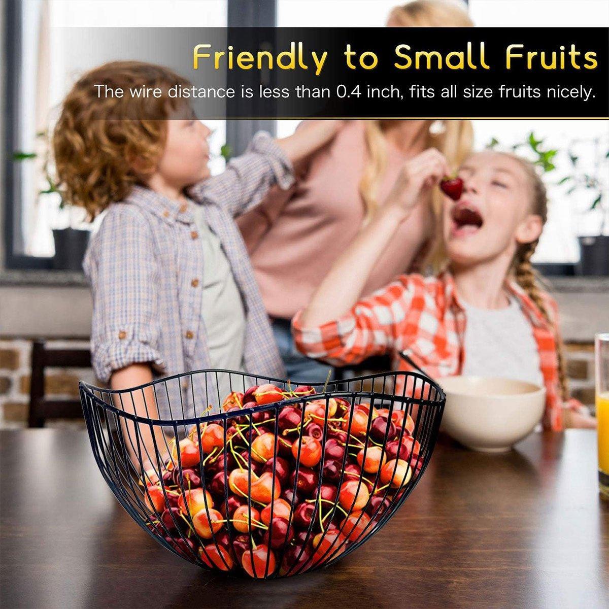 Large Iron Fruit Storage Basket Home Decor Snack Candy Plate Living Room Basket - Black
